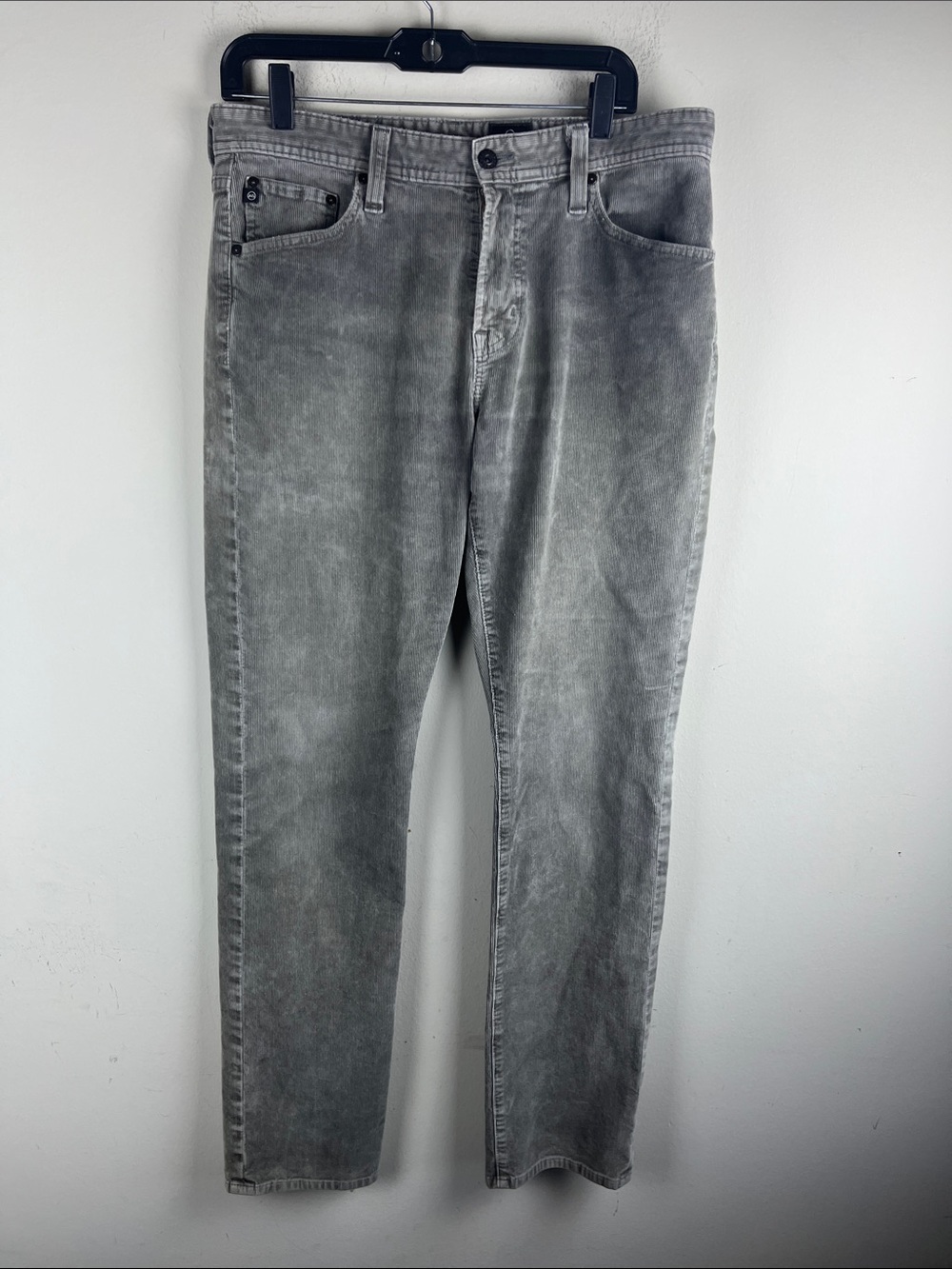 AG Adriano Goldschmied Everett Men's 33x34 Gray Corduroy Pants Slim Straight
